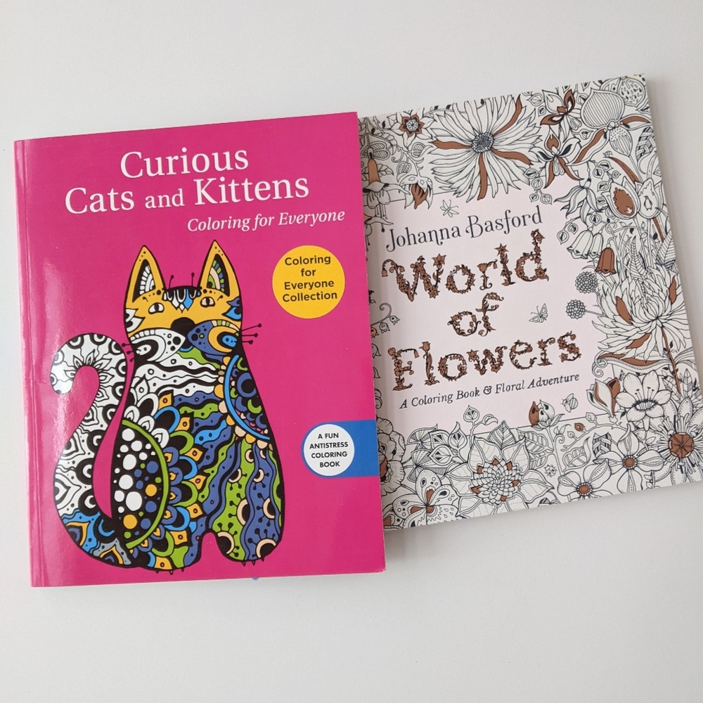 Adult Coloring Books For Antistress - Cats And Flowers Coloring Book